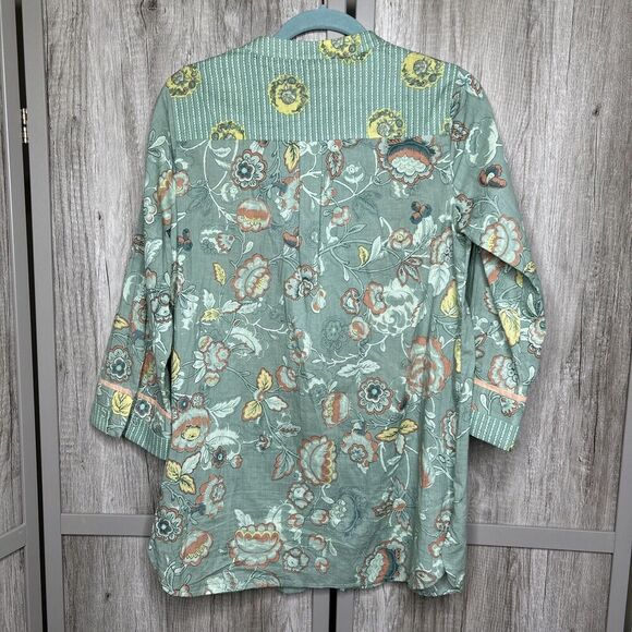 Soft Surroundings Floral Embroidered Boho Beaded Tunic Top Size S - Picture 8 of 8
